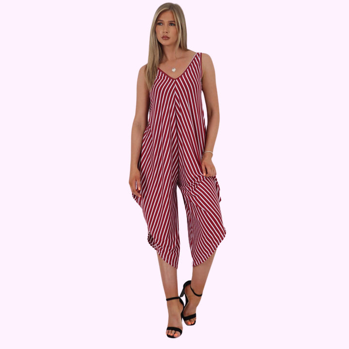 Italian Stripe Pattern Jumpsuit