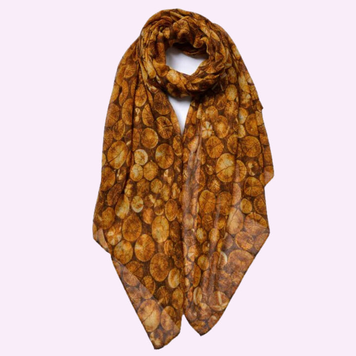 Small Round Wood Pattern Print Scarf