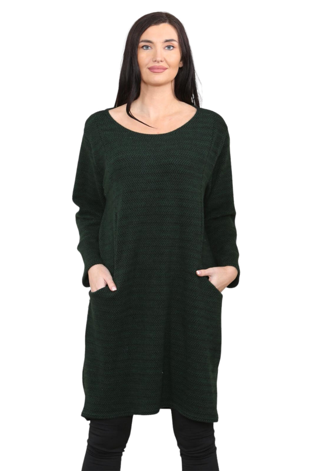 Italian Long Sleeves Knitted 2 Pocket Mini Dress