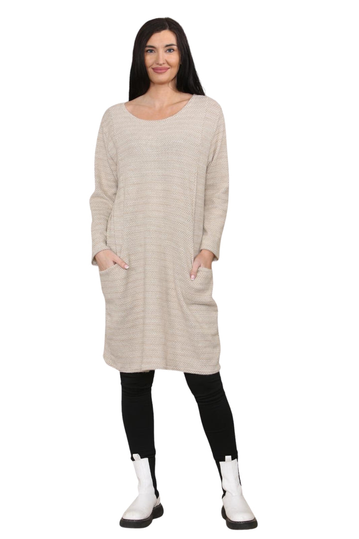 Italian Long Sleeves Knitted 2 Pocket Mini Dress