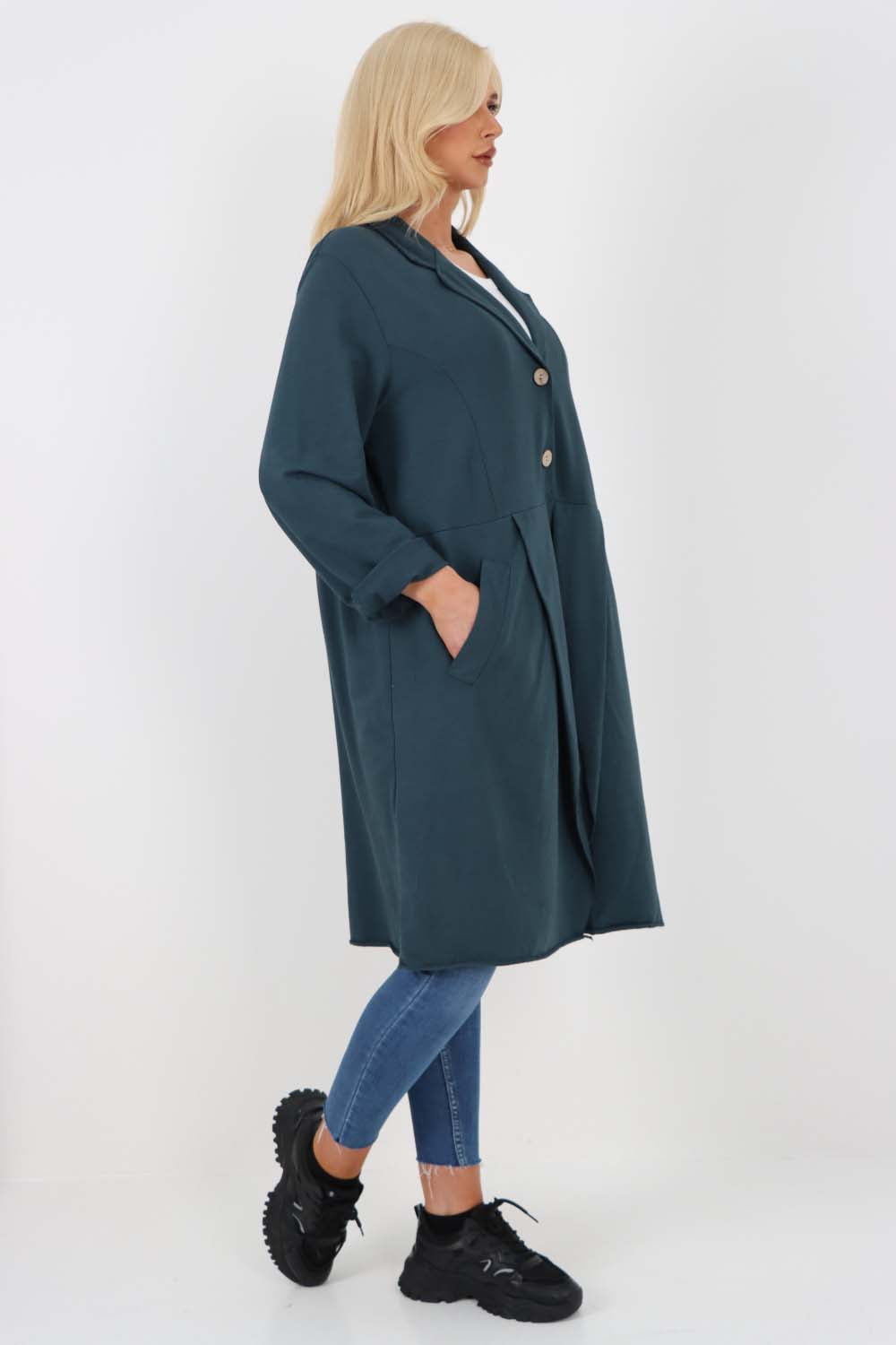 Italian Front Button Fastening Longline Cotton Cardigan