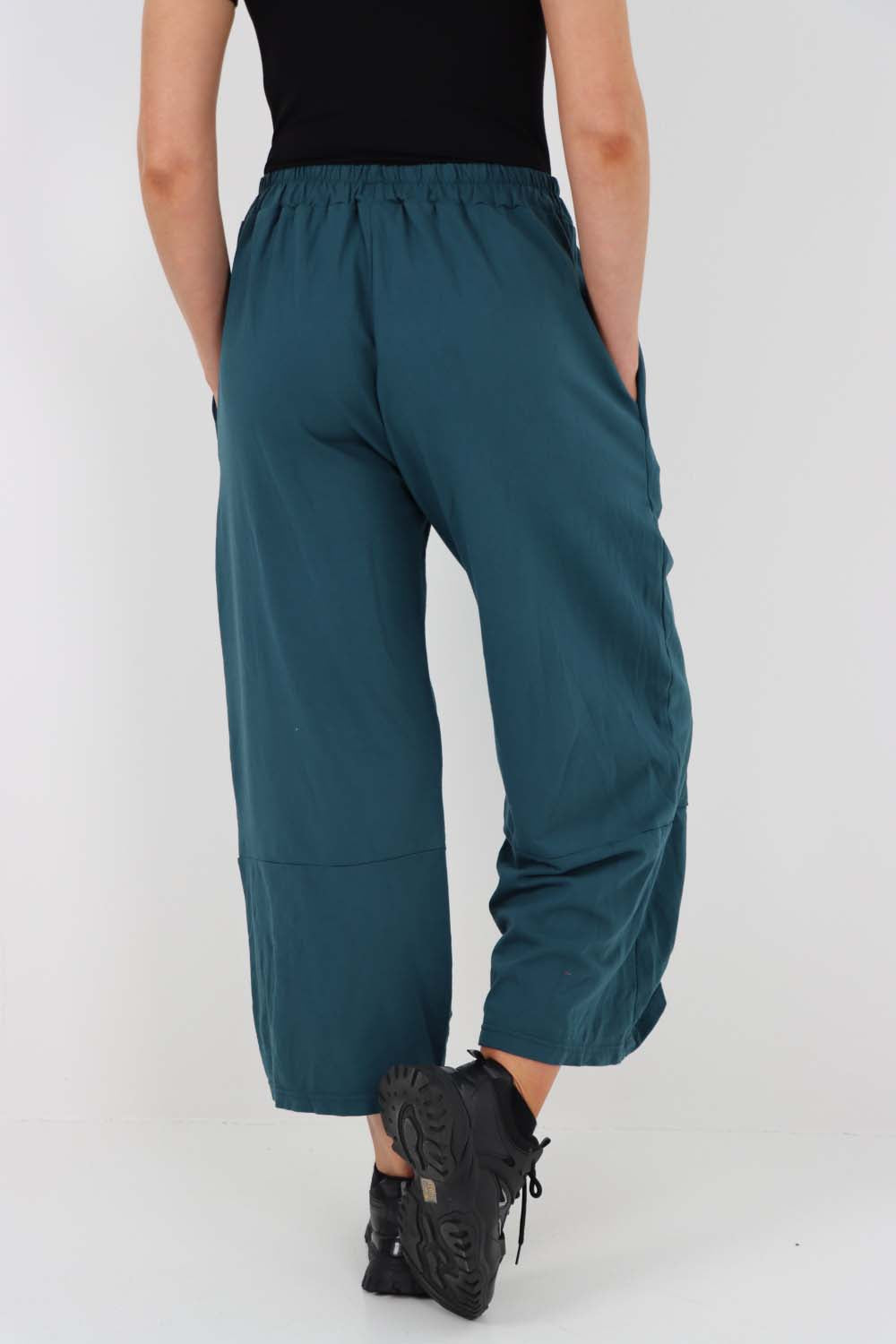 Italian Drawstring Hem Cotton Trousers With Side Pockets