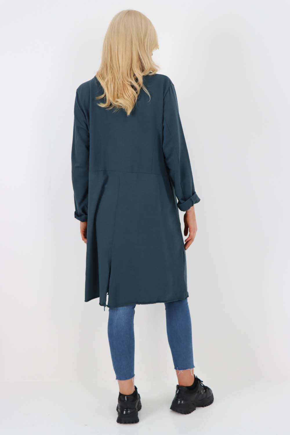 Italian Front Button Fastening Longline Cotton Cardigan