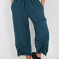 Italian Drawstring Hem Cotton Trousers With Side Pockets