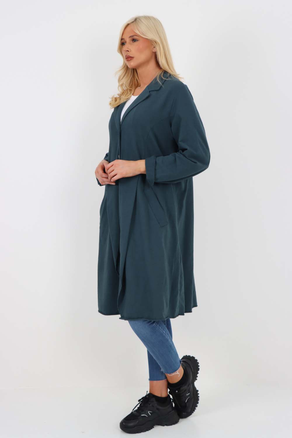 Italian Front Button Fastening Longline Cotton Cardigan