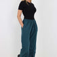Italian Drawstring Hem Cotton Trousers With Side Pockets