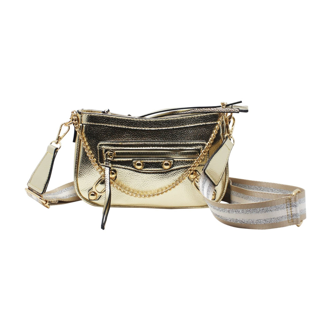 Trendy Crossbody Bag with Metallic Luster