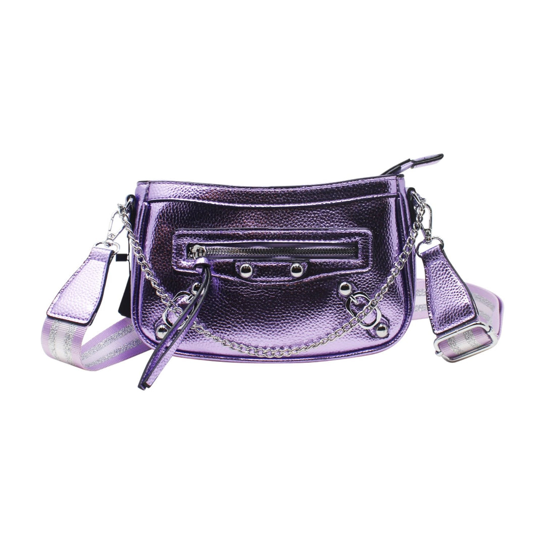 Trendy Crossbody Bag with Metallic Luster