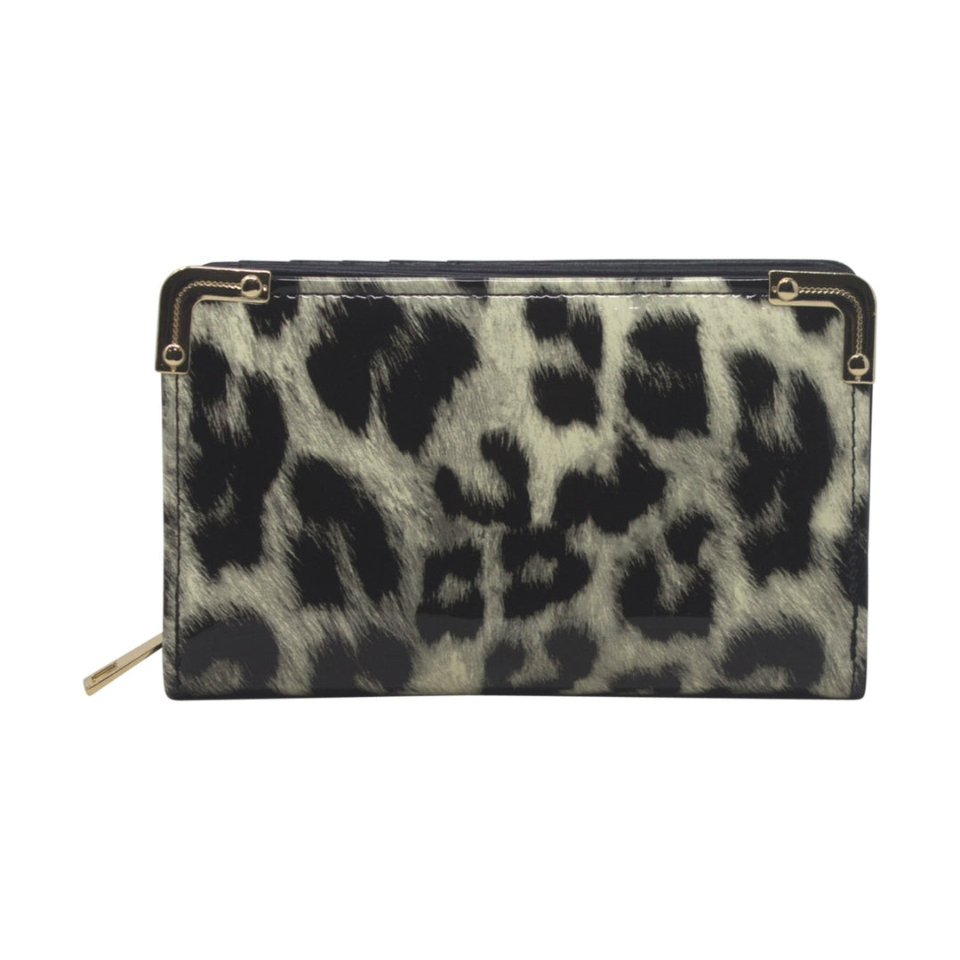 Shine Faux Leather Leopard Print Small Purse