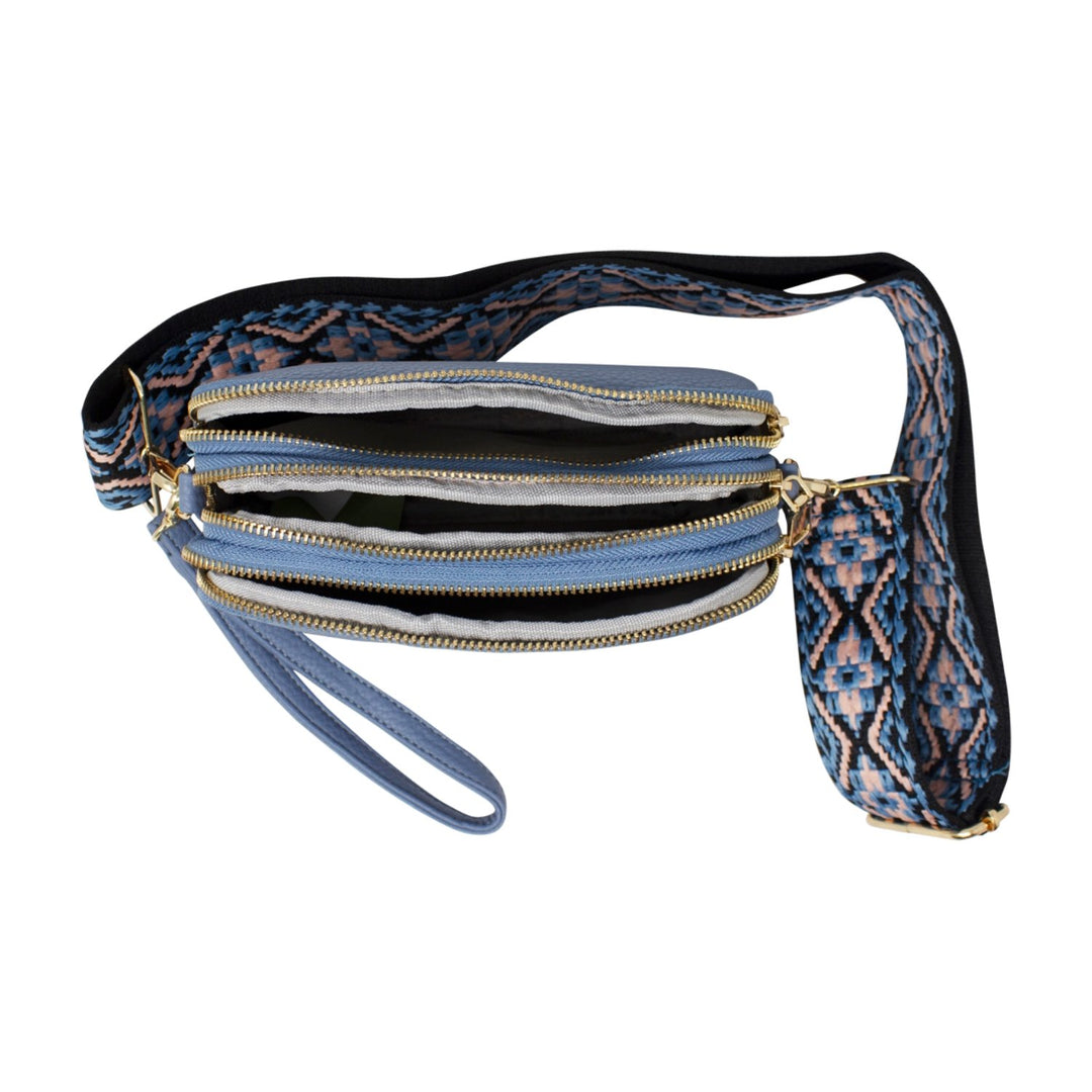 Tri-Zip Bee Camera Bag with Patterned Strap