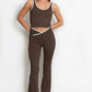 Contrast Sculpt Vest Top And Flared Gym Set