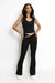 Contrast Sculpt Vest Top And Flared Gym Set