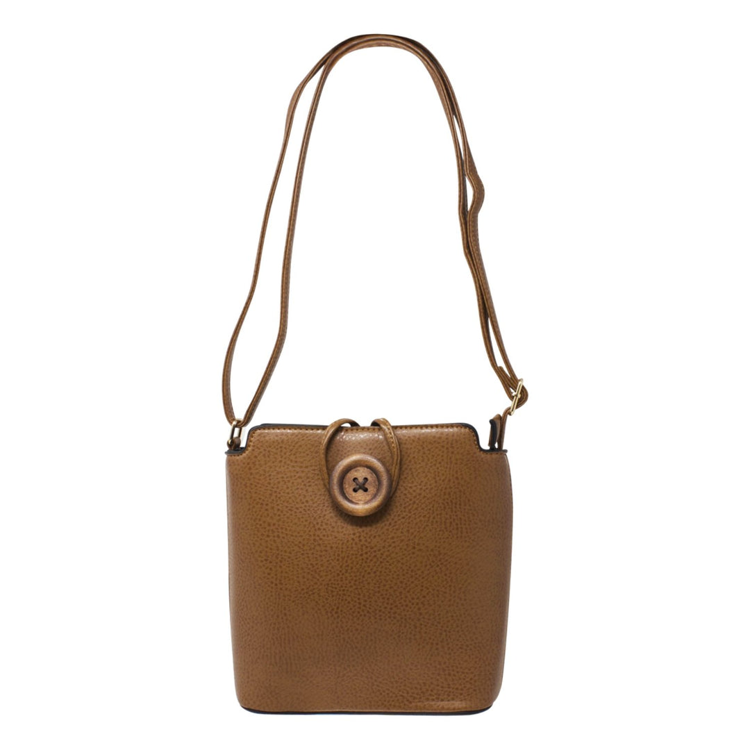 Wooden Button Crossbody Bag