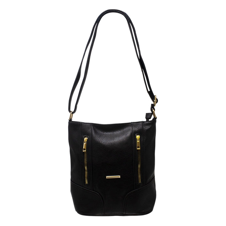 Ladies Double Front Zip Crossbody