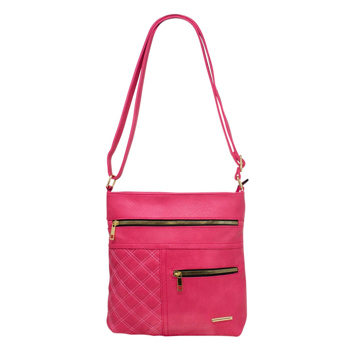 Double Front Zip Crossbody with Quilted Pattern