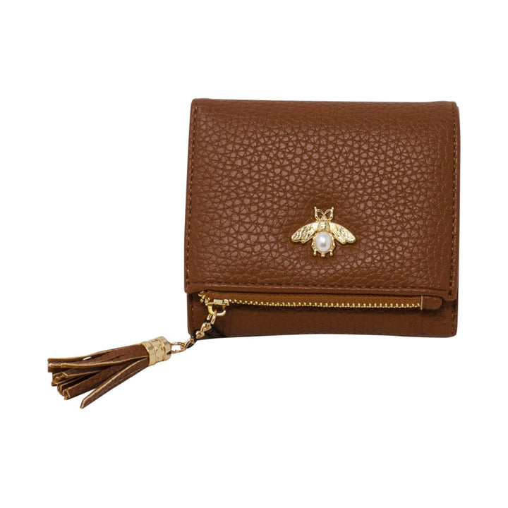 Tri-Fold Small Purse with Bee Decoration