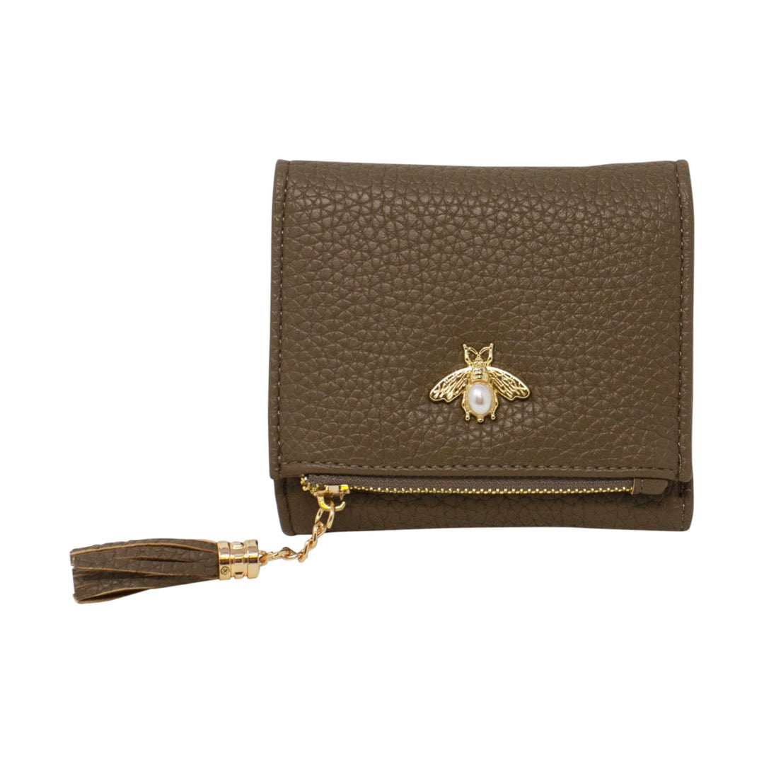 Tri-Fold Small Purse with Bee Decoration