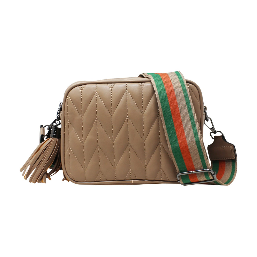 Duo-Pockets Camera Bag with Stitched Chevron Pattern