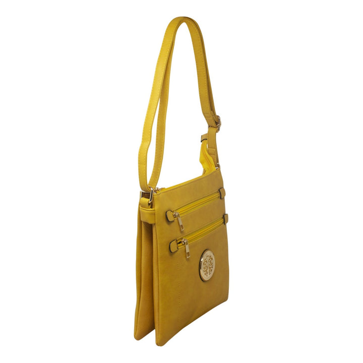 Embedded Logo Ladies' Faux Leather Crossbody Bag