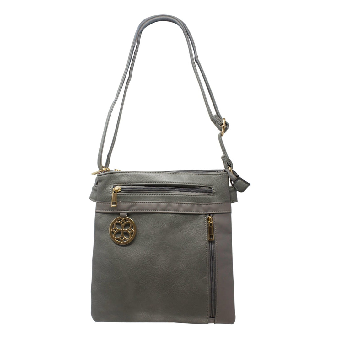 Metal Plate Button Crossbody Bag