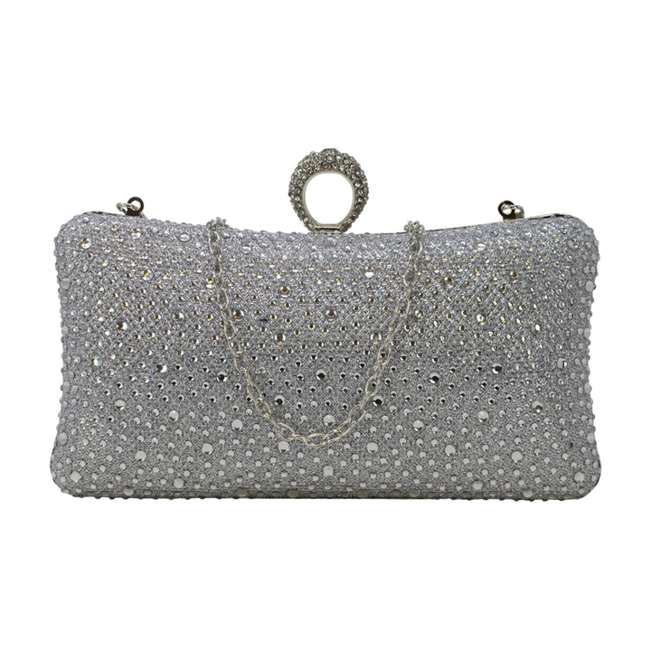 Long Diamante Clutch with Ring Top Clasp