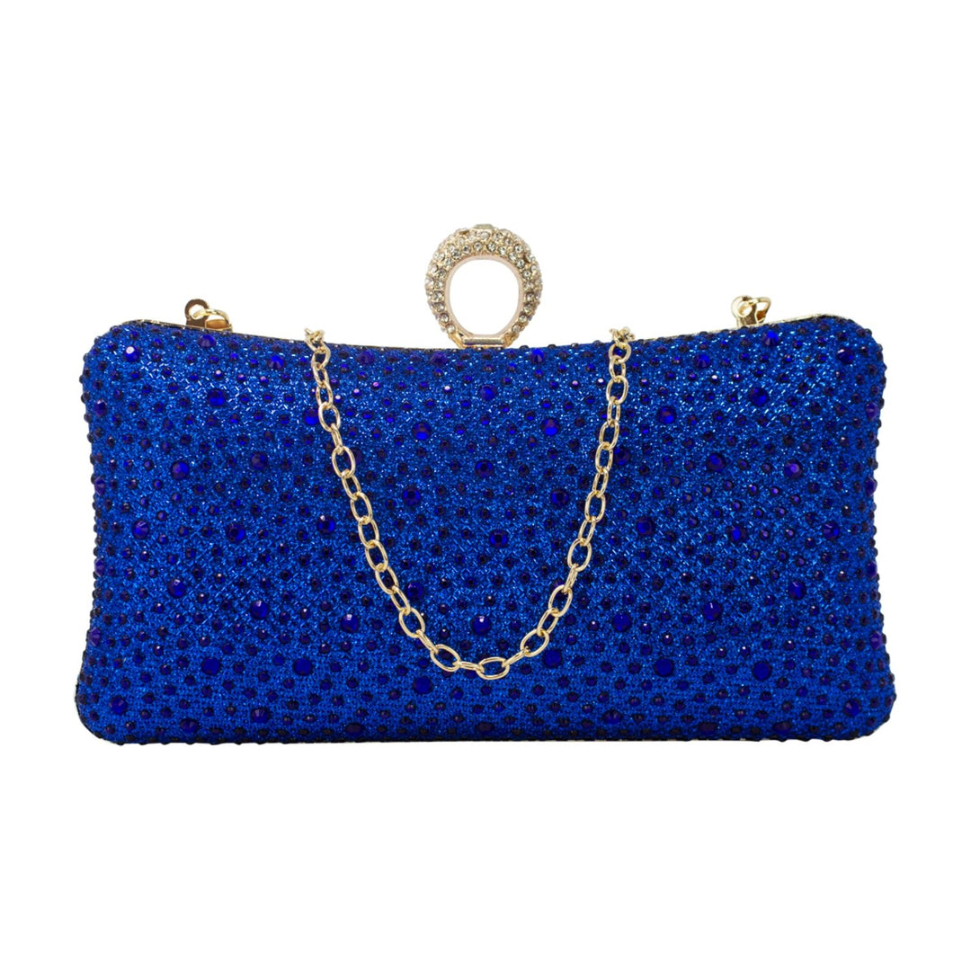 Long Diamante Clutch with Ring Top Clasp