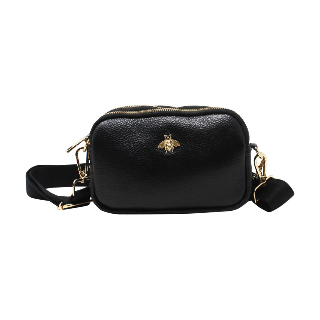 Tri-Zip Leather Clutch Bee Bag with Crossbody Strap