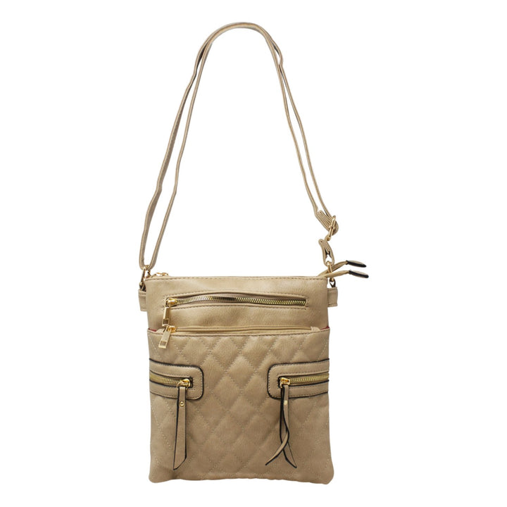 Multi-Zip Double Compartment Quilted Crossbody