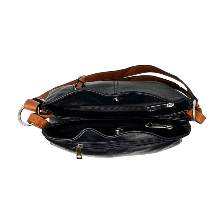 Due-Compartments Zipped Shoulder/Crossbody Bag