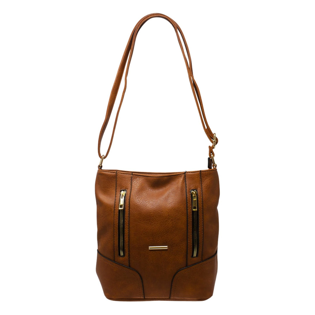 Ladies Double Front Zip Crossbody