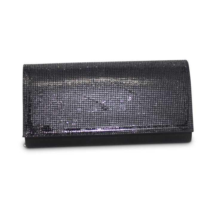 Curved Diamante Textured Gloss Evening Bag