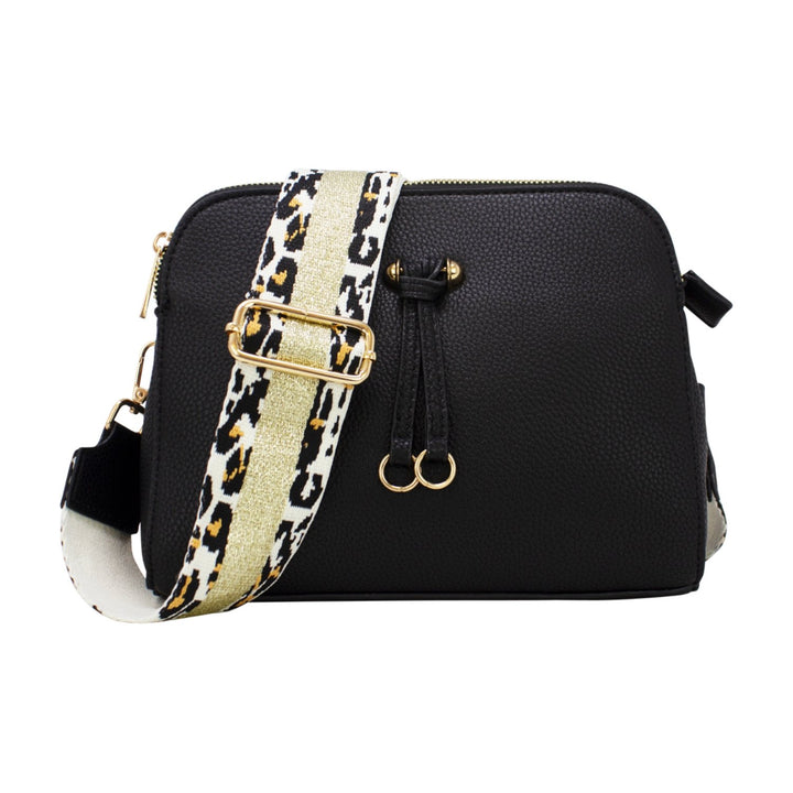 Triple Zipped Crossbody with Colourful Strap