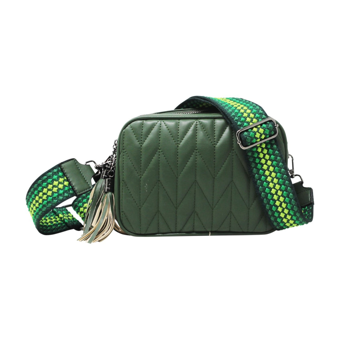 Duo-Pockets Camera Bag with Stitched Chevron Pattern