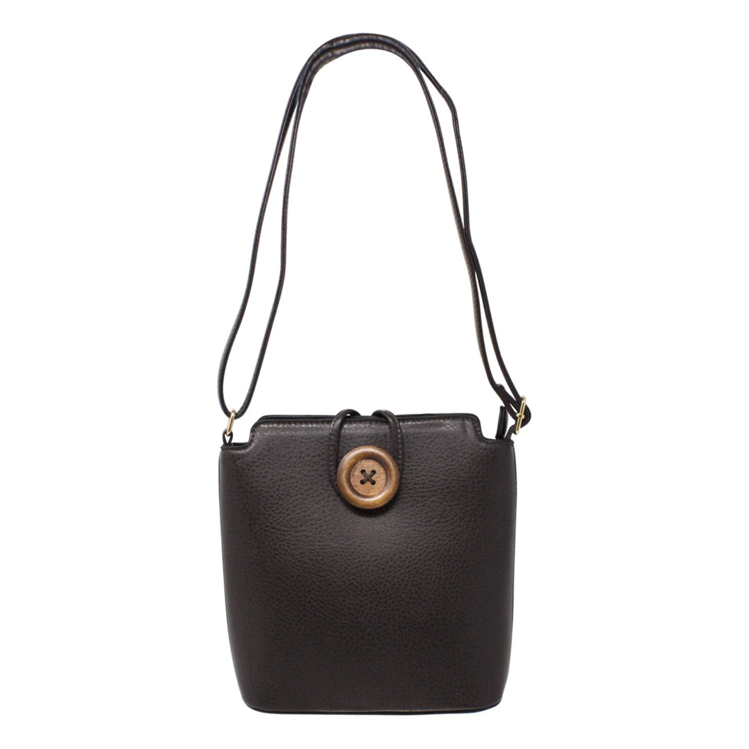 Wooden Button Crossbody Bag