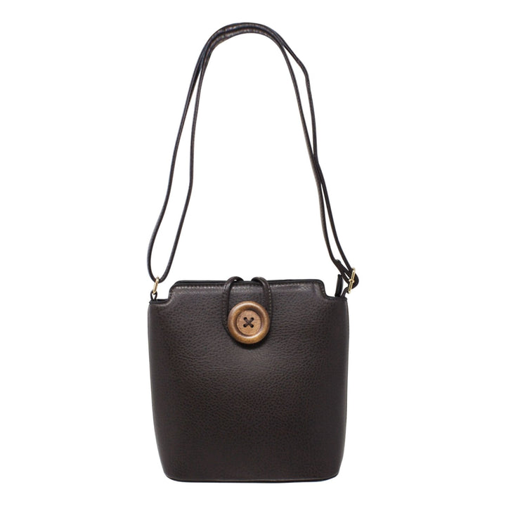 Wooden Button Crossbody Bag