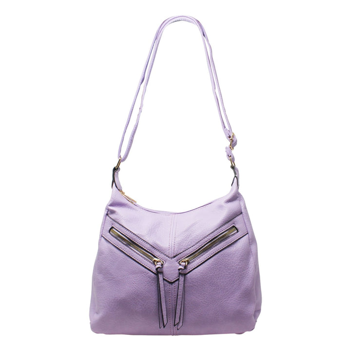 PU Crossbody with Double Front Diagonal Zippers