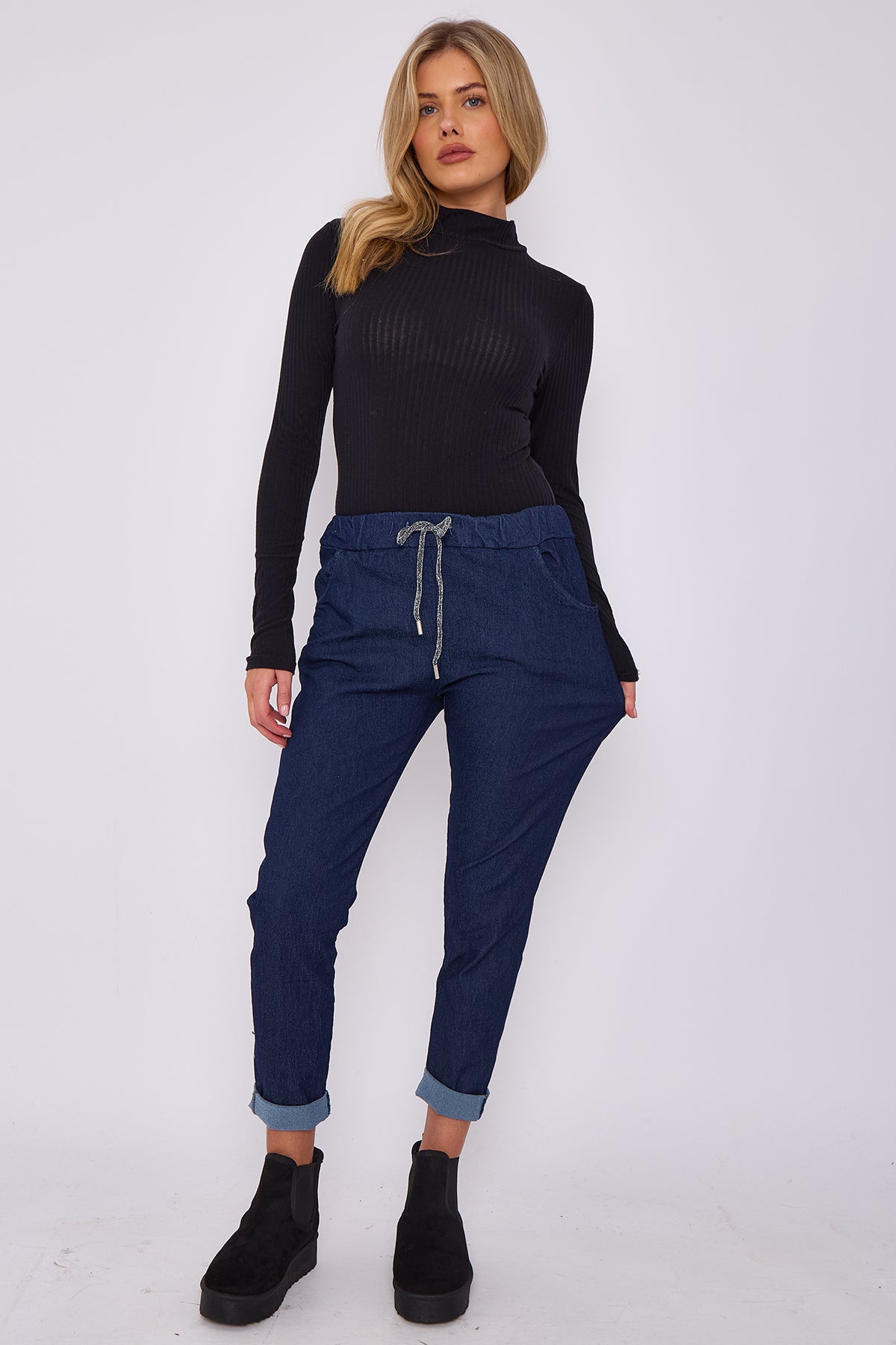 Italian-Style Denim Stretch Magic Trousers