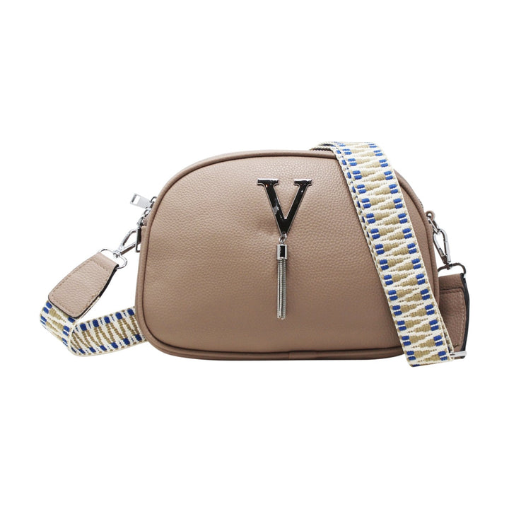 Small V-tag Crossbody Bag with a Canvas Strap