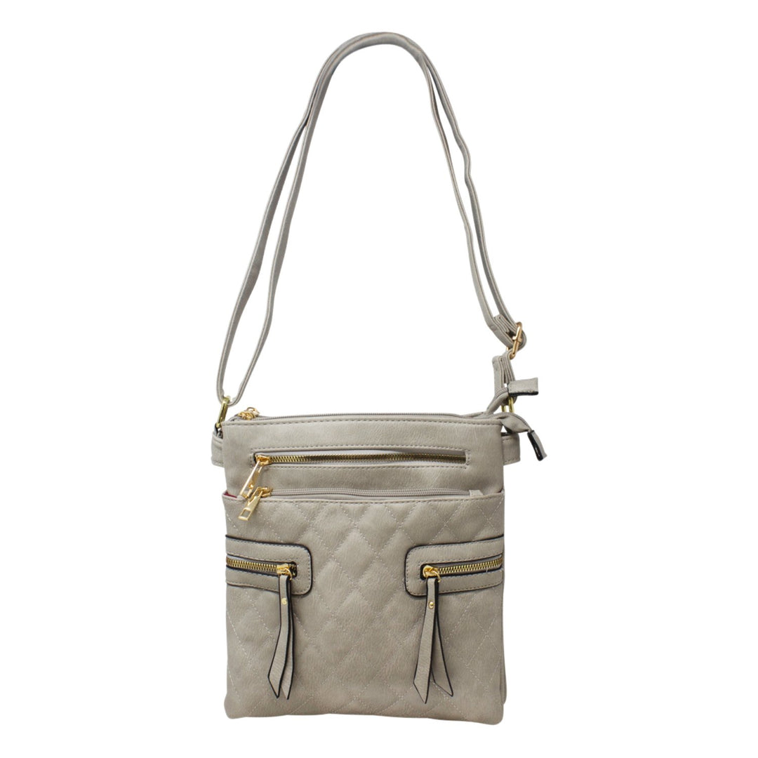 Multi-Zip Double Compartment Quilted Crossbody