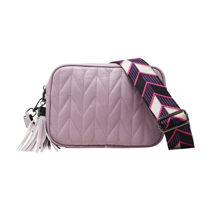 Duo-Pockets Camera Bag with Stitched Chevron Pattern