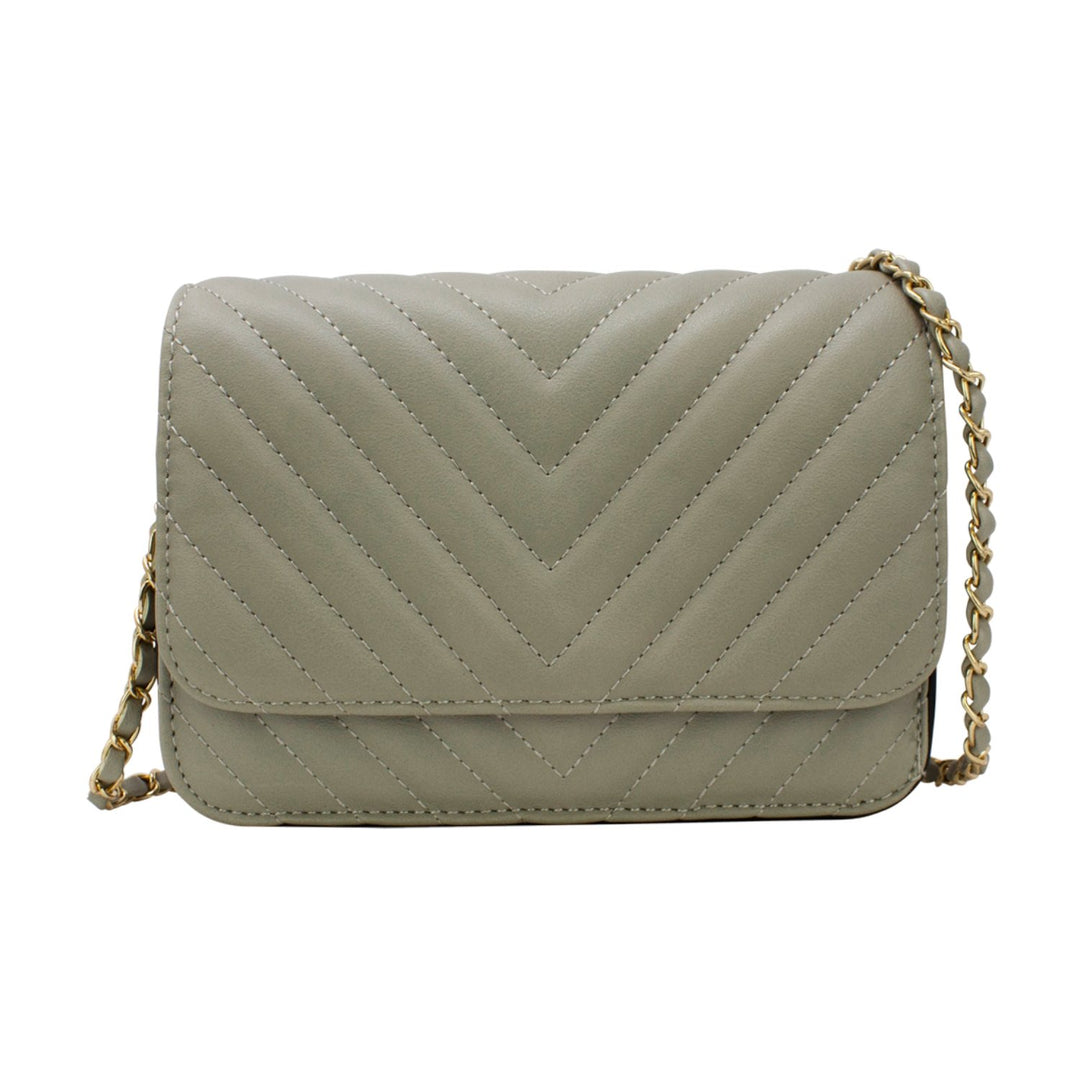 Quilted Pattern Flap Crossbody with Braided Chain