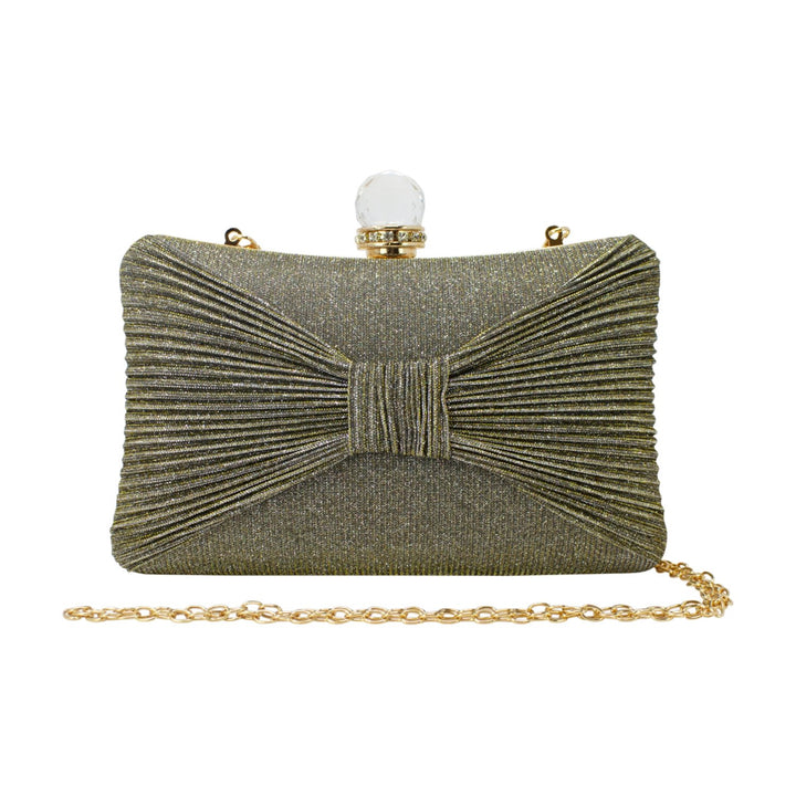 Glittery Bow Clutch with Big Top Diamante