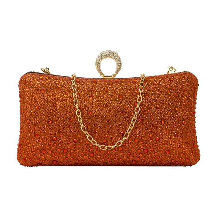 Long Diamante Clutch with Ring Top Clasp