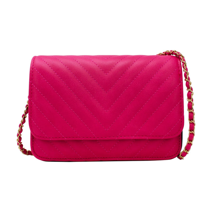 Quilted Pattern Flap Crossbody with Braided Chain