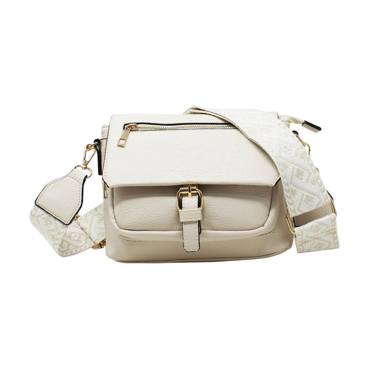 Flap-Over Buckle Crossbody with Canvas Strap