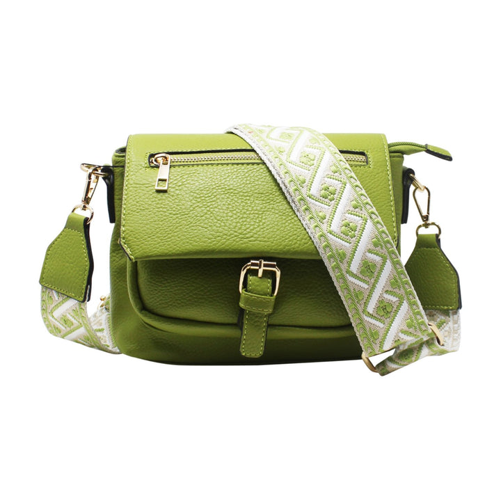 Flap-Over Buckle Crossbody with Canvas Strap