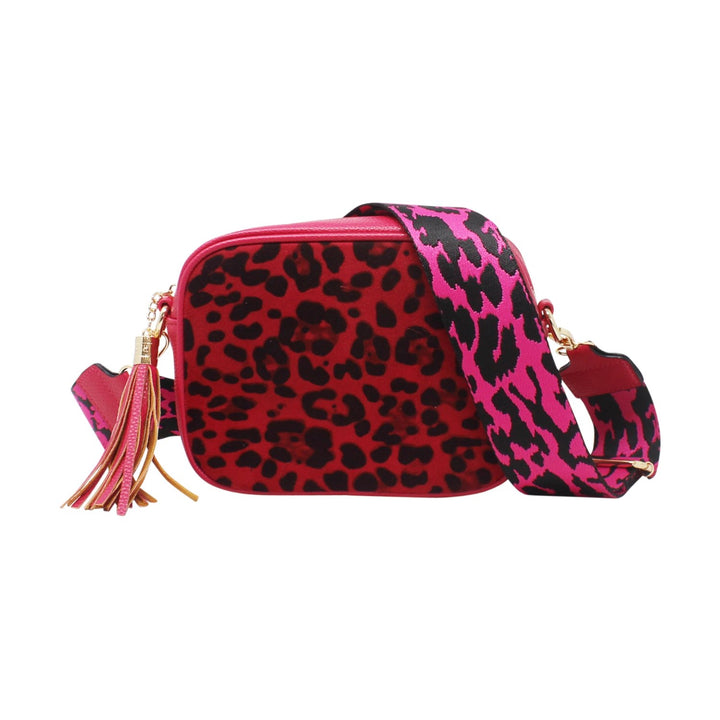 Leopard Print Crossbody Bag with Canvas Strap