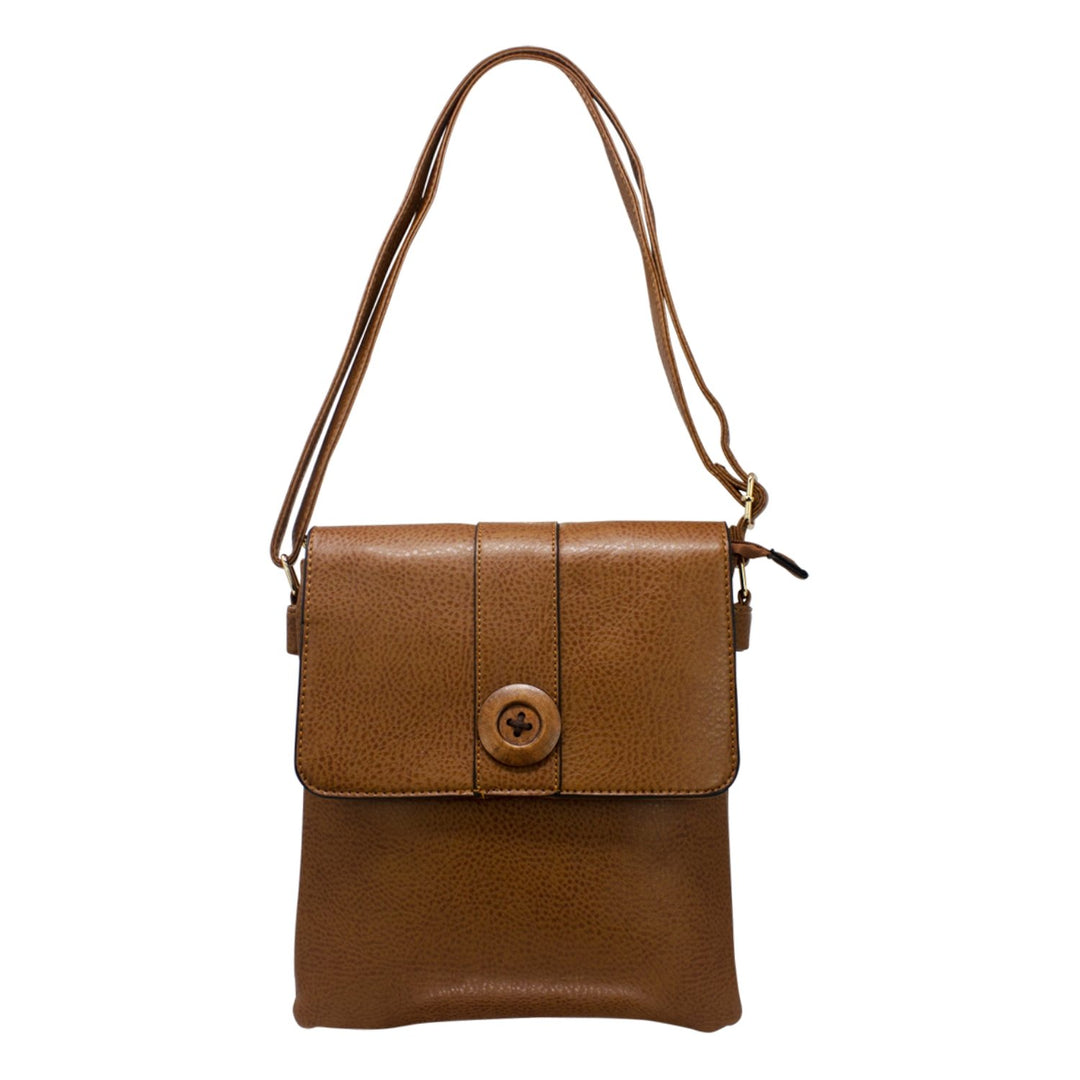 Wooden Button Flap Crossbody