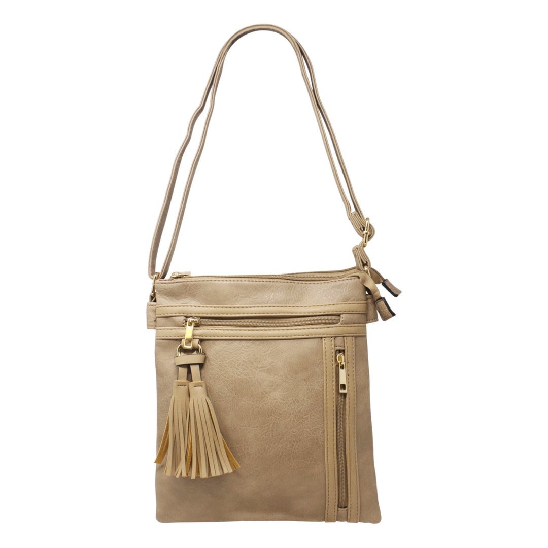 Crossbody Bag with Tassel Zipper Pocket