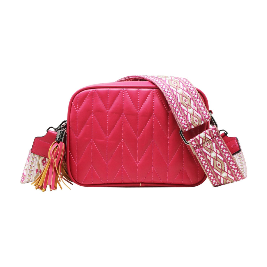 Duo-Pockets Camera Bag with Stitched Chevron Pattern